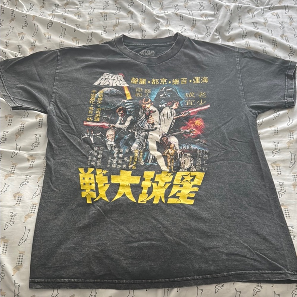 Star Wars Black Short Sleeve Tee with Anime-Inspired Graphics